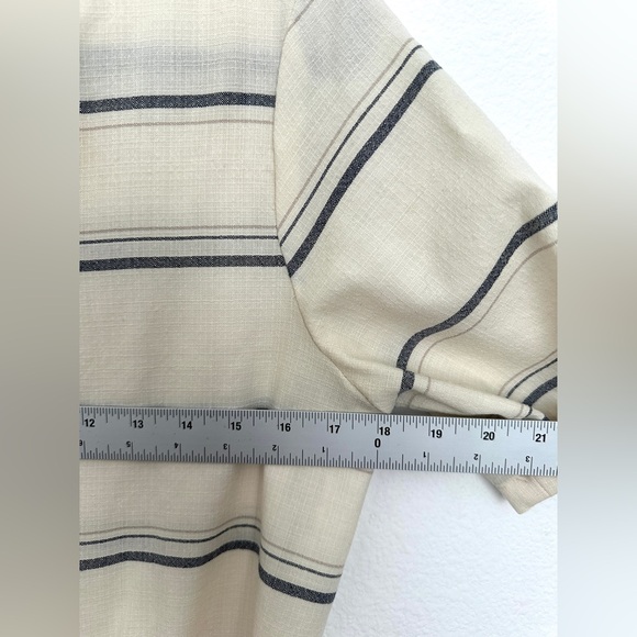 Pendleton Ivory Blue Striped Short Sleeve Wool Button Down Maxi Dress Sz M Belt - Picture 12 of 12